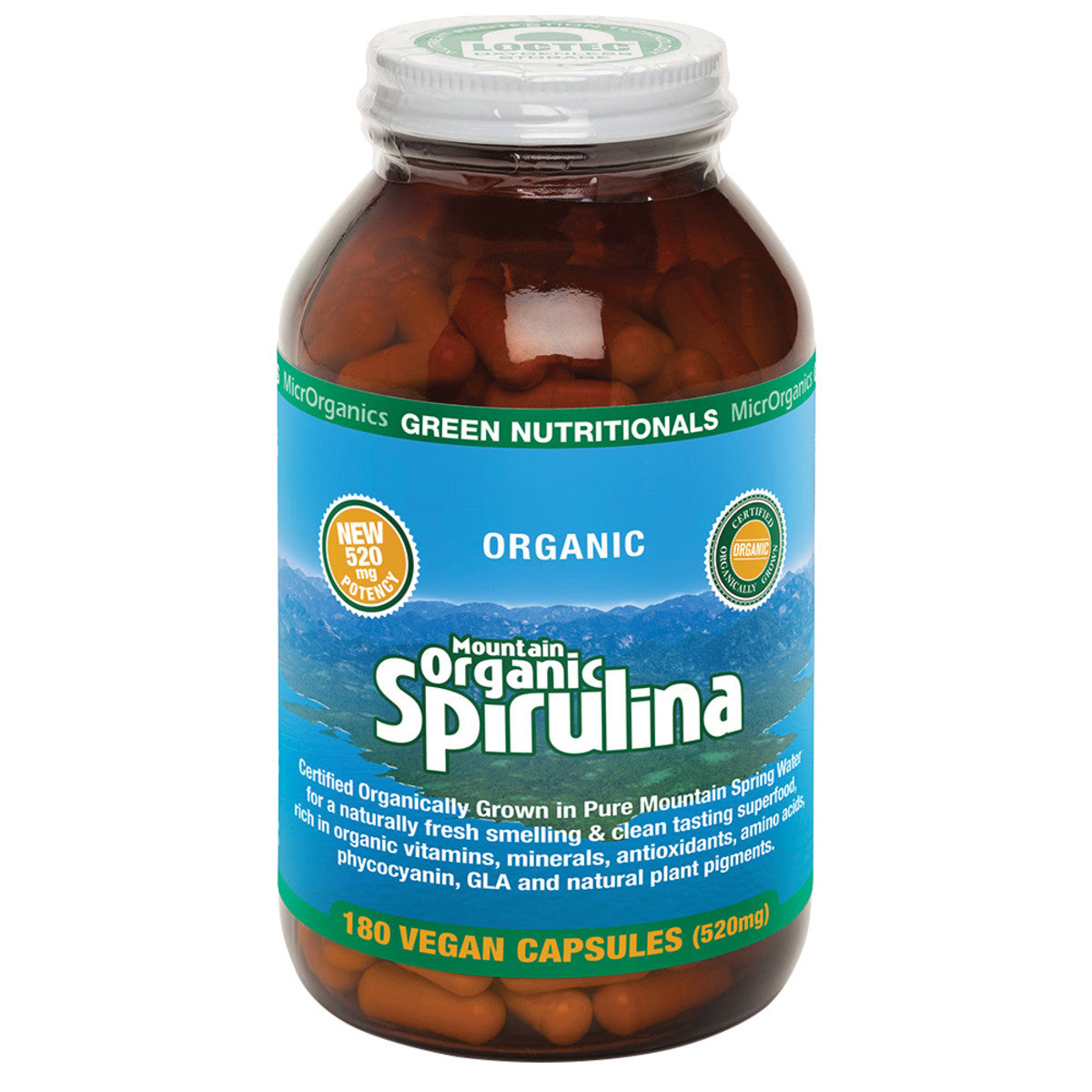 Mountain Organic Spirulina 520mg vegan caps
