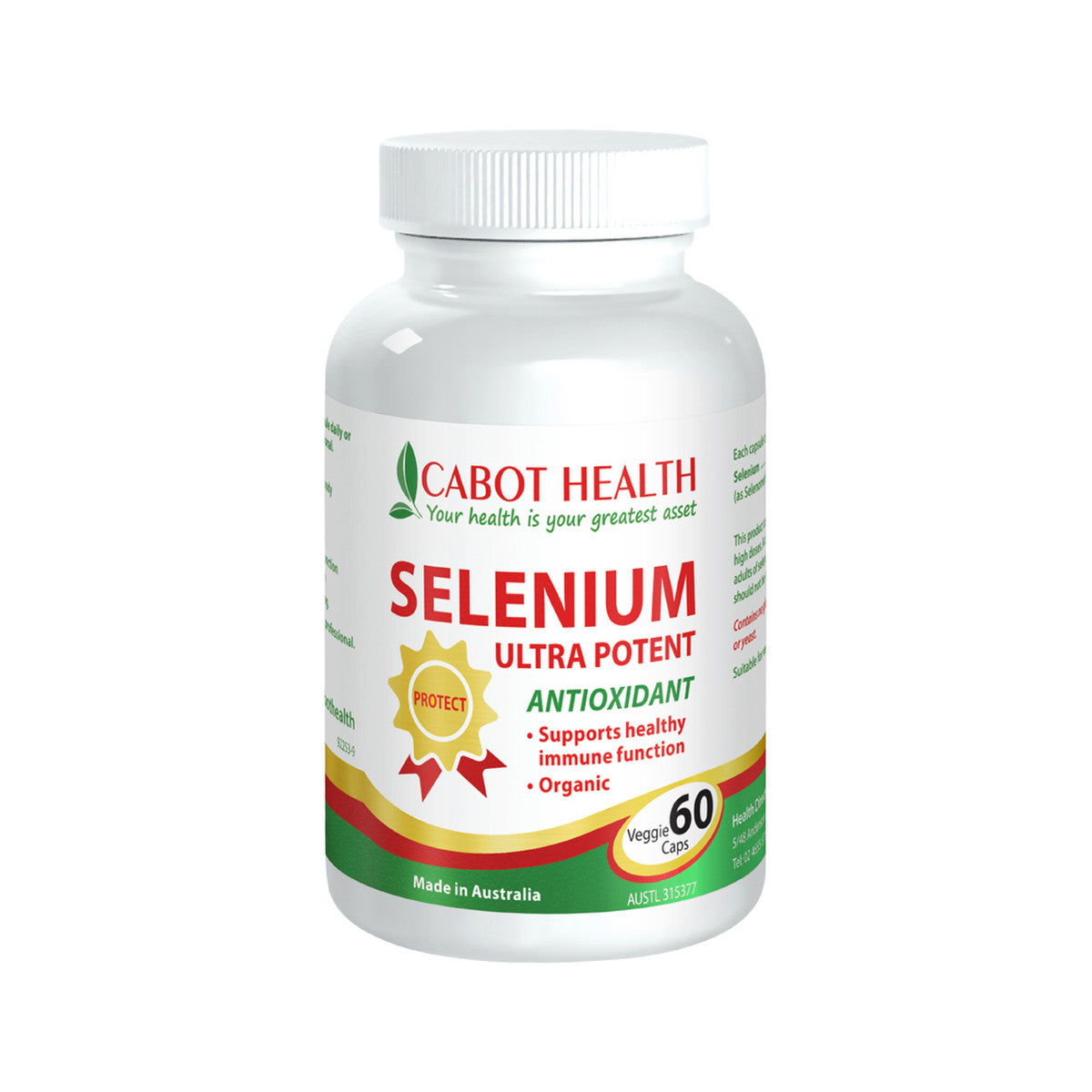 Cabot Health - "Your health is your greatest asset" - Selenium - Ultra Potent - Antioxidant - Supports Healthy Immune Function