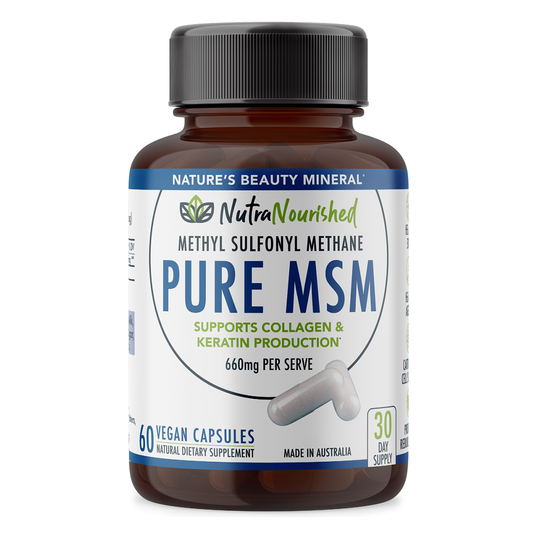 Pure MSM - Methyl Sulfonyl Methane. supports collagen and keratin production